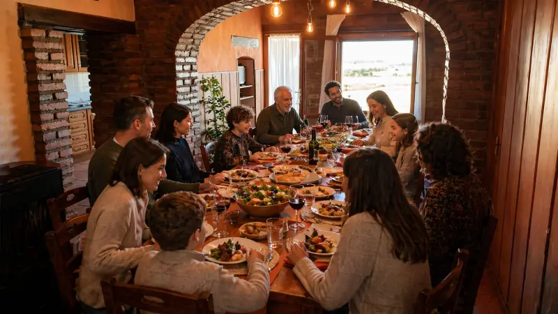 Familia grande reunida en casa rural en Lleida ideal para grupos